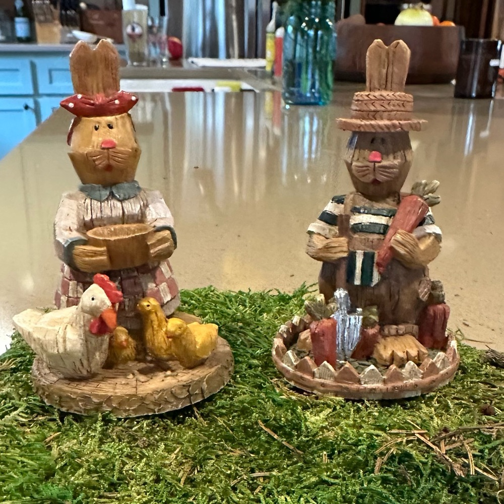 Barnyard Bunnies collectibles 
Set of 2: “Mother Hen” & “Mr. Carrots”
